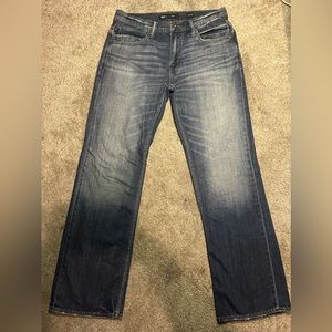 Buckle BKE Jake Straight Jeans Stretch Denim 32x32 Mens Blue Thick Stitch Pants